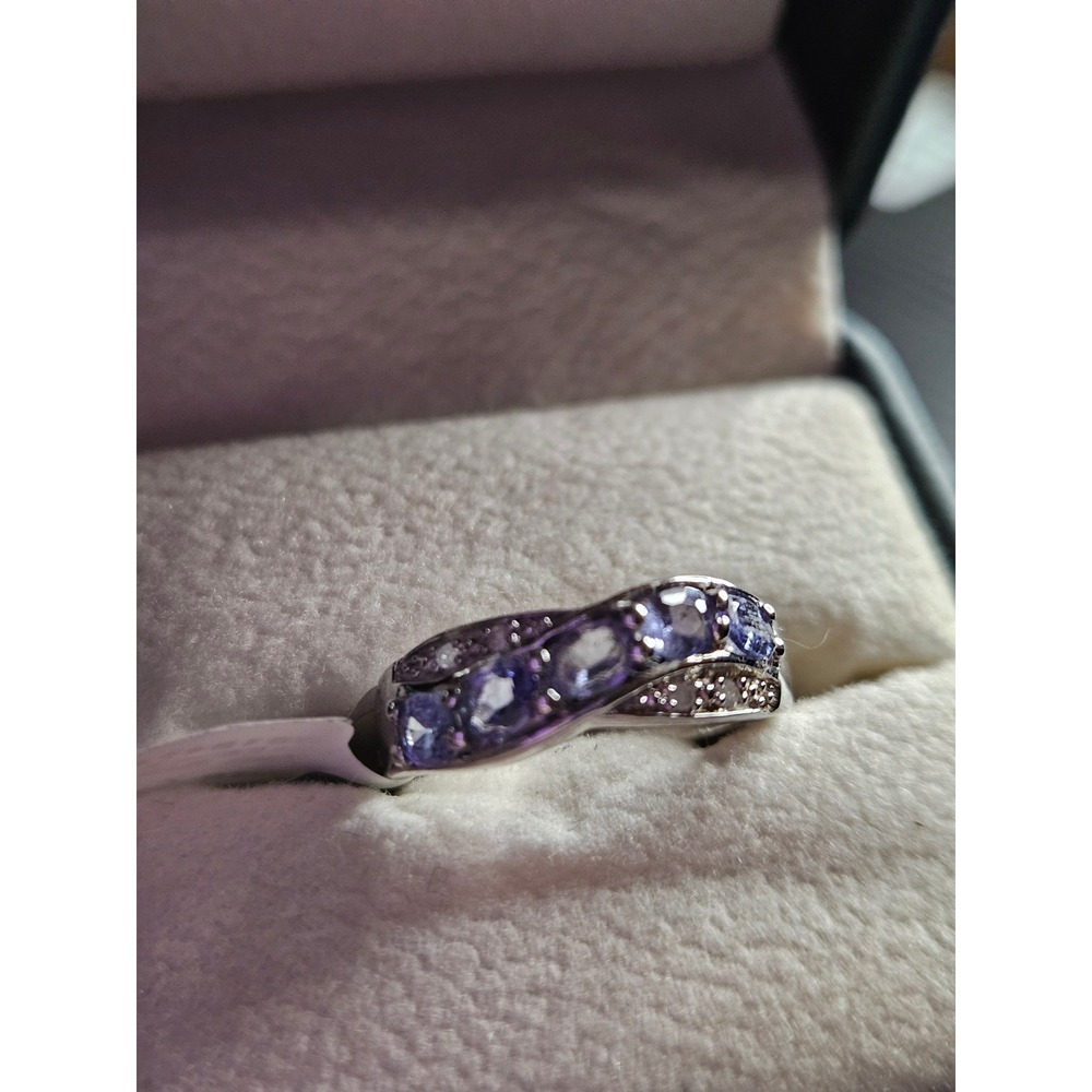 Sterling Silver Tanzanite Diamond Bypass Ring 925 S/S Size 7 R6184TANWD - Picture 1 of 4
